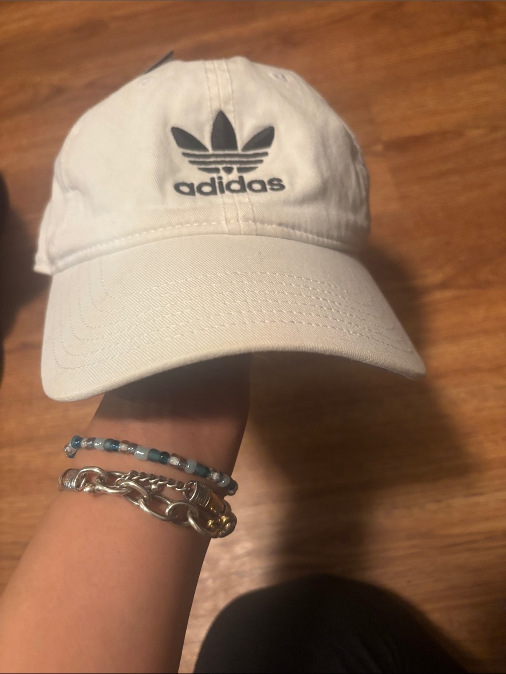 adidas White Baseball Cap with Black Trefoil Logo